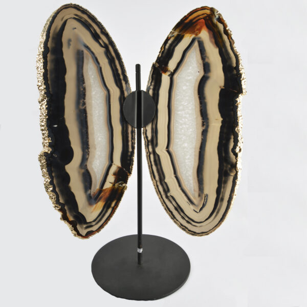 Agate Butterfly with Metal Base