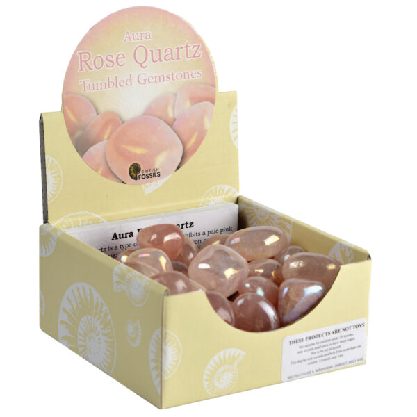 Large Aura Rose Quartz Tumbled Gemstones box
