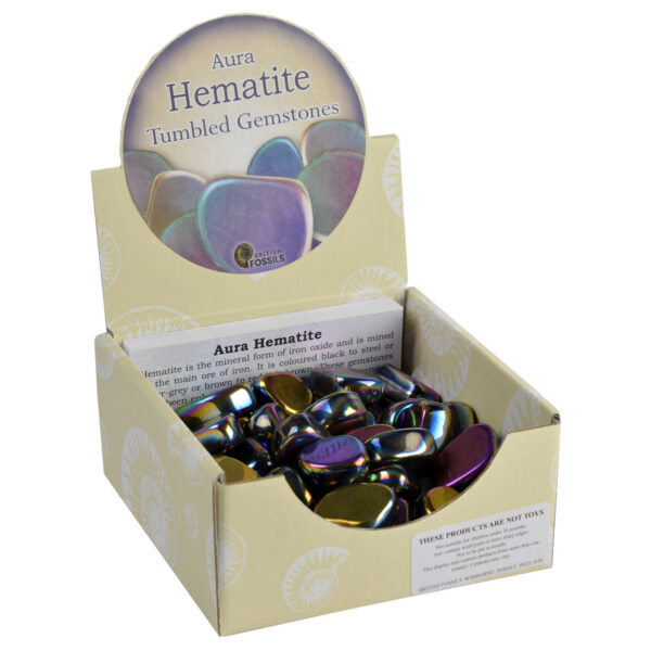 Large Aura Hematite Tumbled Gemstones box