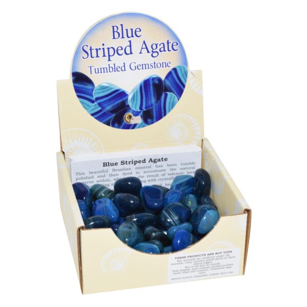 Large Blue Striped Agate Tumbled Gemstones Pack