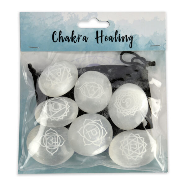 Selenite Chakra Worry Stones Set