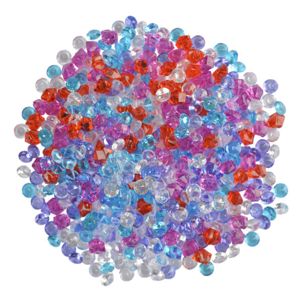 Acrylic Diamonds & Crystals (Mixed Colours) 500g