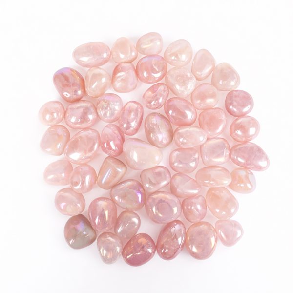 Aura Rose Quartz Tumbled Gemstones- 25% Off for June