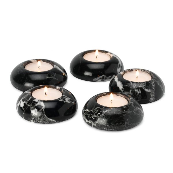 3" D-Shape Black Zebra Tea-Light Holder