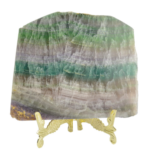 Fluorite Slice with Gold Stand
