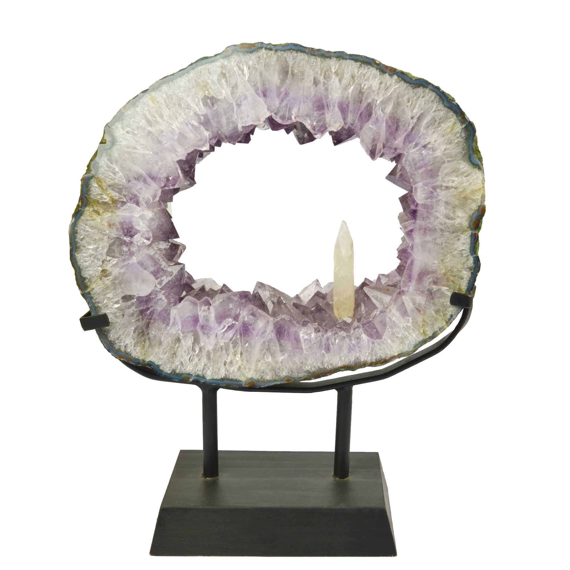 Amethyst druze with calcite