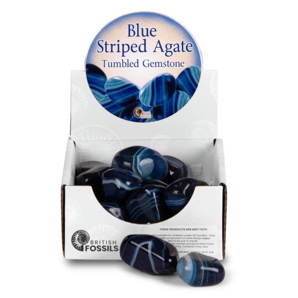 Extra-Large Blue Striped Agate Tumbled Gemstones Pack